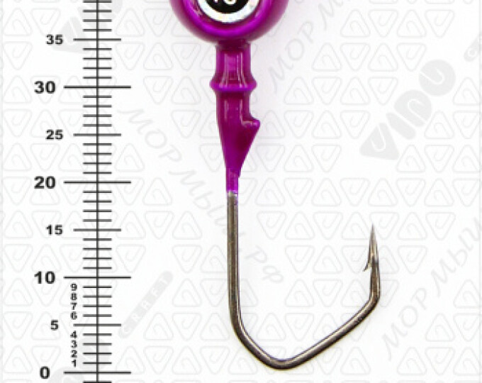 Джиг крашеный ШАР 12гр. (крючок VD-079 №2/0) (3шт.) цвет 06 (фиолетовый) - изображение 3