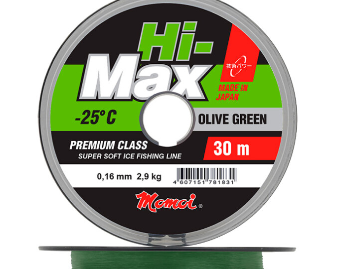 Леска Momoi Hi-Max Olive Green 0,14мм (2,1кг) 30м (зеленый) - изображение 1 