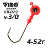 Джиг крашеный ШАР 40гр. (крючок VD-079 №3/0) (3шт.) цвет 01 (красный) - изображение 1 