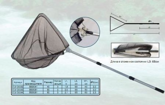 Подсачек SWD тел. 6-гран. ручка треуг. (l-200, w1-57, w2-55см) (5505061)