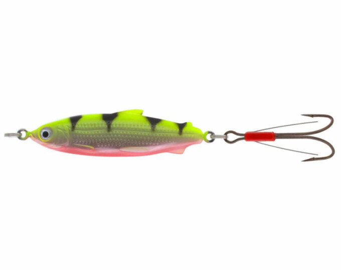 Блесна Kuusamo Miukku 90/17 (незацепляйка) цвет BL/FYe/FR, UV - изображение 1