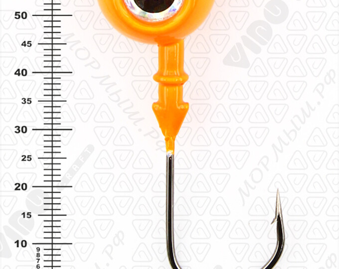 Джиг крашеный ШАР 52гр. (крючок VD-079 №5/0) (3шт.) цвет 03 (оранжевый) - изображение 3