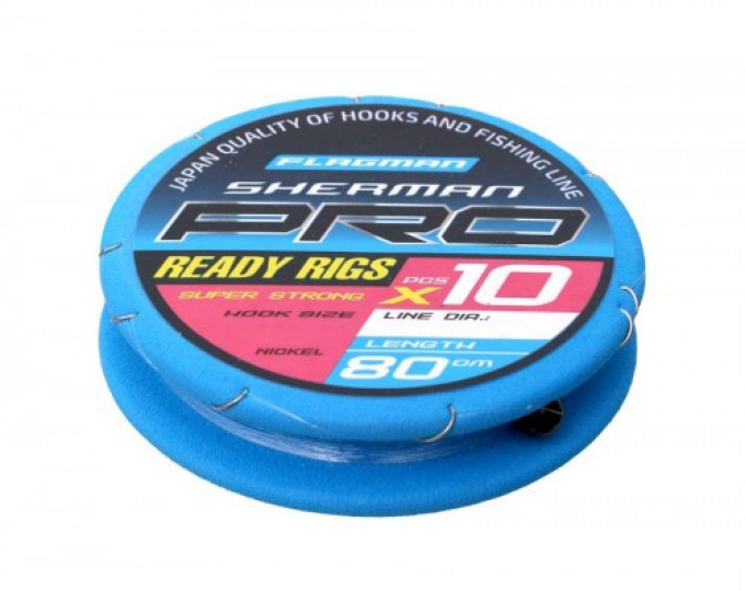 Готовый поводок Flagman «Sherman Pro Super Strong Ready Rigs» №12 (0,148мм, 80см) (10шт.) - изображение 1 