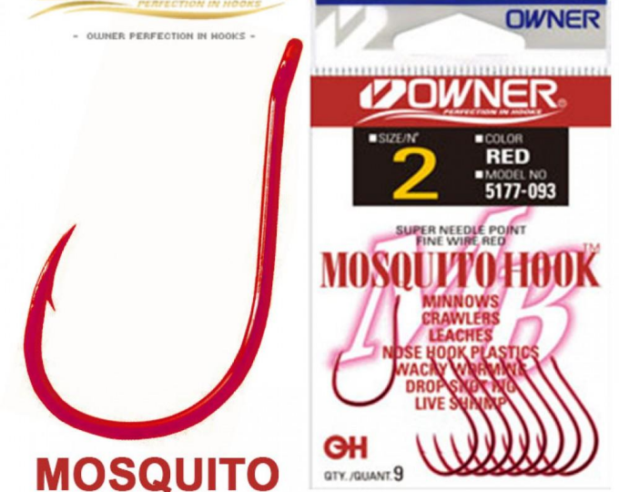 Крючок Owner (5177) «Mosquite Hook» (Red) №04 (10шт.) - изображение 1 
