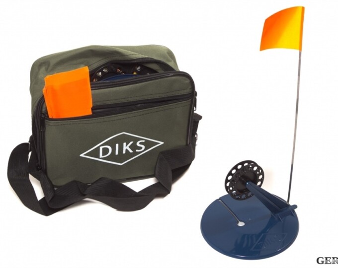 Оснащенная жерлица ДИКС-2 угловая стойка, катушка 78мм, синяя - изображение 1