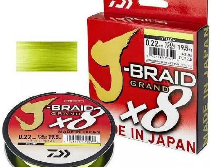 Леска плетёная Daiwa J-Braid Grand X8 135м 0,28мм (Yellow) - изображение 1 
