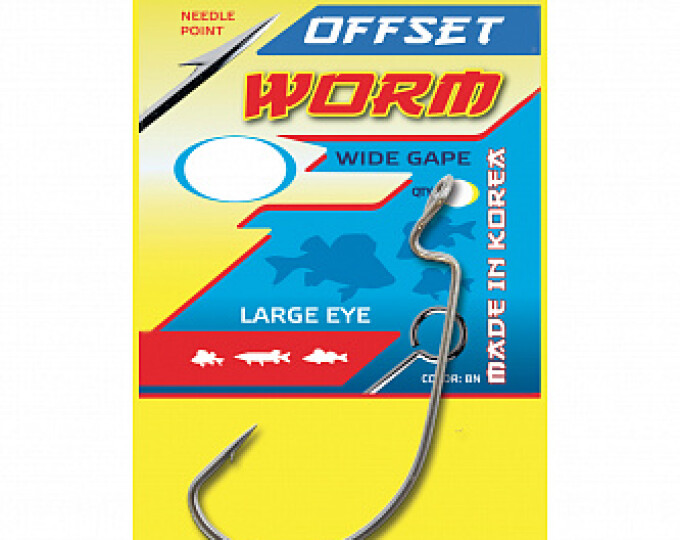 Крючок офсетный FLAGMAN Wide Range Worm Big Eye №5/0 (5шт.) BP - изображение 2