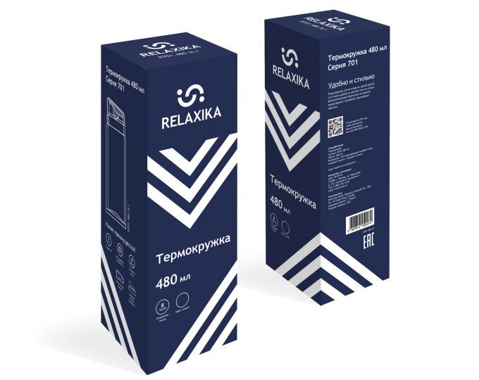 Термокружка Relaxika 701 (0,48л) синяя - изображение 3