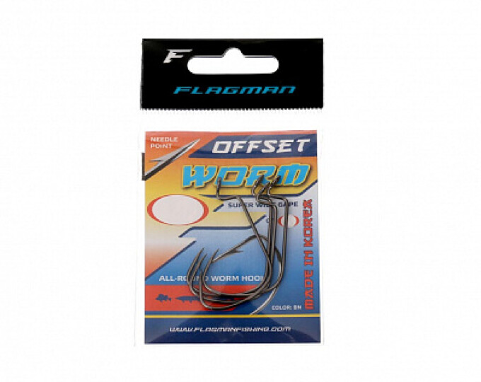 Крючок офсетный FLAGMAN Worm Super Wide Gape Offset №4/0 (4шт.) - изображение 1 