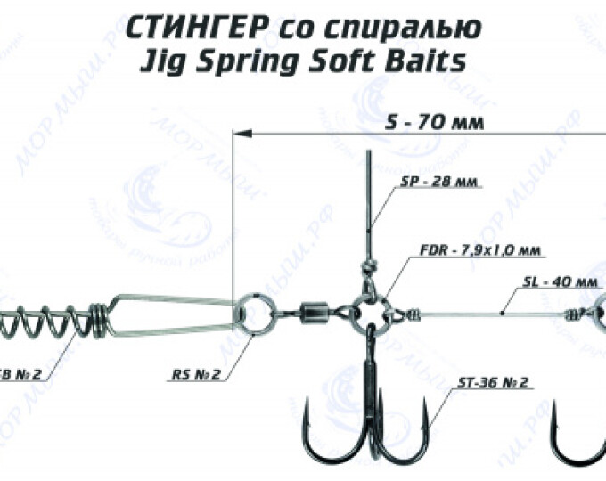 Оснастка стингер со спиралью Jig Spring Soft Baits (S) - изображение 1 