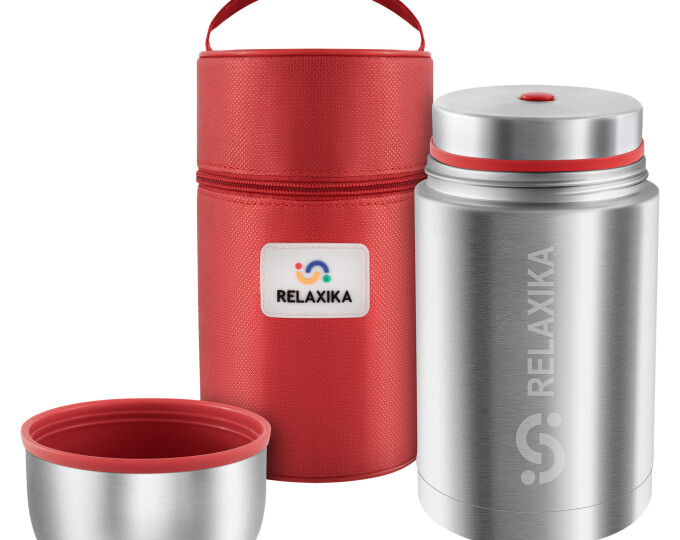 Термос для еды Relaxika 301 в термочехле (1,0л) стальной - изображение 6
