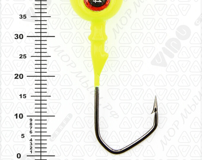 Джиг крашеный ШАР 14гр. (крючок VD-079 №2/0) (3шт.) цвет 02 (желтый) - изображение 3