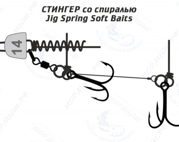 Оснастка стингер со спиралью Jig Spring Soft Baits (S) - изображение 2