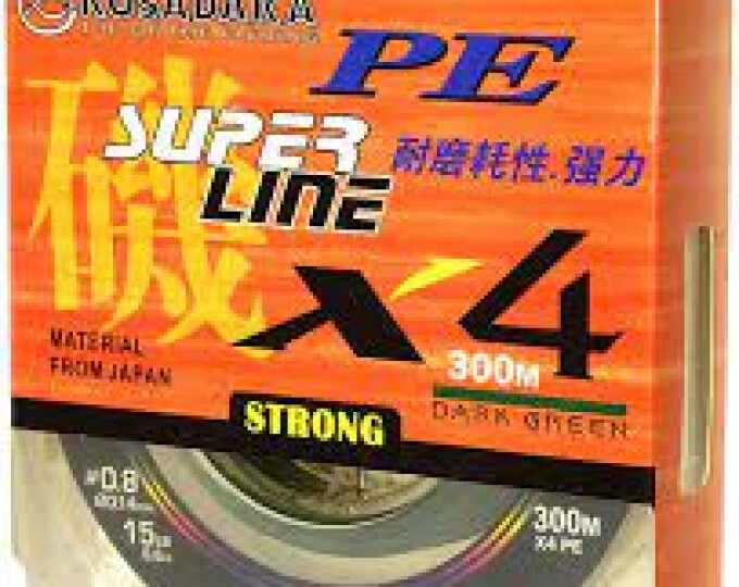 Леска плетеная Kosadaka Super Line PE X4 Dark Green 300м 0,40мм (28,1кг) - изображение 1 