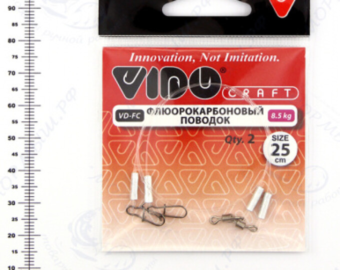 Поводок (флюорокарбон) VD-FC (25см, ф0,40мм, 8,5кг) (2шт.) - изображение 1 