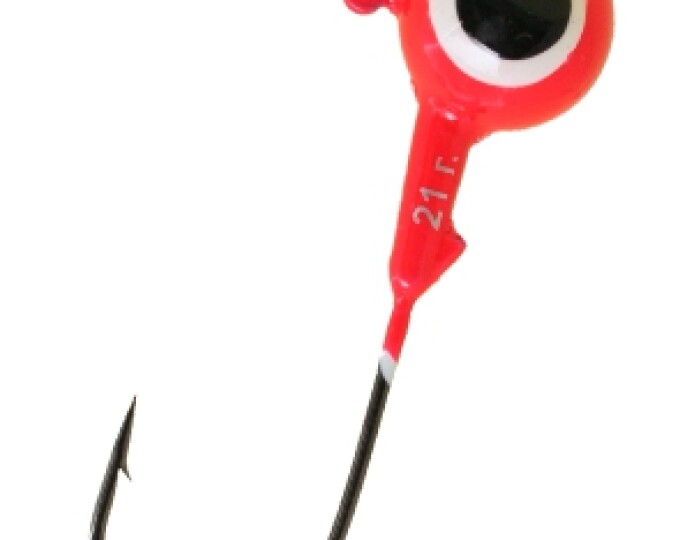 Джиг крашеный ШАР 30гр. (крючок VD-079 №4/0) (3шт.) цвет 01 (красный) - изображение 2