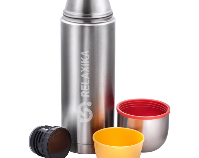 Термос Relaxika 102 (1,0л) 2 чашки, стальной - изображение 8