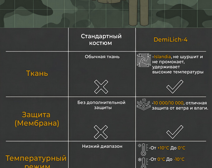 Костюм демисезонный IFRIT «DemiLich-4» (ткань Исландия, цвет Хаки) р.48-50 (рост 182-188) - изображение 4