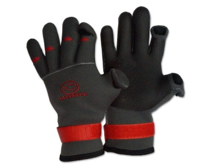 Перчатки неопреновые Kosadaka Sharks fishing gloves-70 (уплотн., серые) р.XL - изображение 1