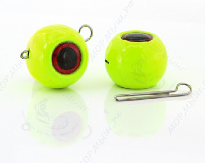 Груз крашеный ШАР (Чебурашка разборная) 28гр. цвет 02 (желтый) - изображение 1 