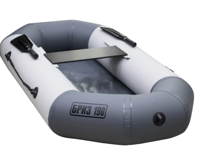 Лодка TONAR «БРИЗ — 190» (гребки + жёсткое сиденье) цвет бело/серый - изображение 1