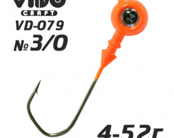 Джиг крашеный ШАР 48гр. (крючок VD-079 №3/0) (3шт.) цвет 03 (оранжевый) - изображение 1 
