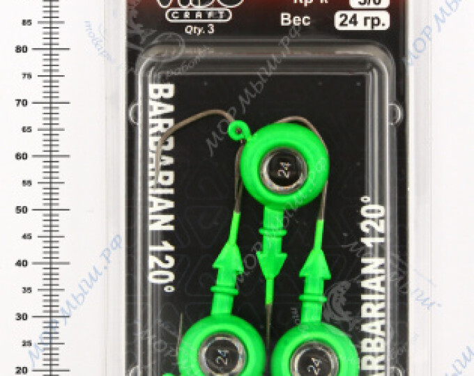 Джиг крашеный ШАР 24гр. (крючок VD-079 №3/0) (3шт.) цвет 07 (зеленый) - изображение 2