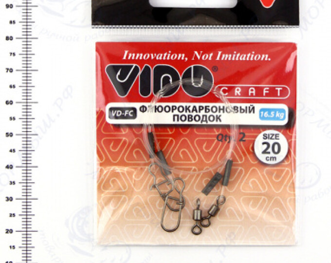 Поводок (флюорокарбон) VD-FC (20см, ф0,60мм, 16,5кг) (2шт.) - изображение 1 