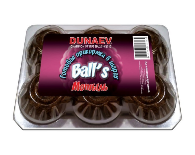 Прикормка DUNAEV BALL’S 0,75кг МОТЫЛЬ - изображение 1 