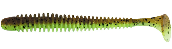 Приманка силиконовая Keitech Swing Impact 4.5″ #401 Green Pumpkin / Chartreuse