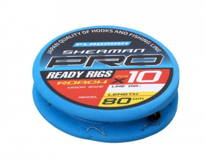 Готовый поводок Flagman «Sherman Pro Roach Ready Rigs» №12 (0,128мм, 80см) (10шт.) - изображение 1 