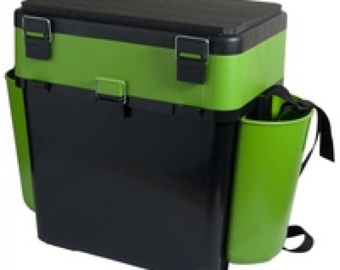 Ящик Helios FishBox (с боковыми карманами, объем 19л) цвет Зеленый - изображение 1 