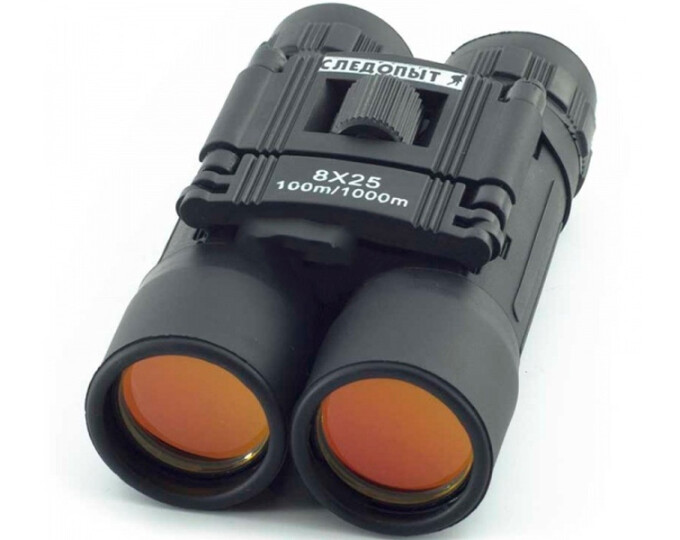 Бинокль Следопыт 8х25 (чёрный, 63х35х110мм, 184гр., в чехле) - изображение 1 