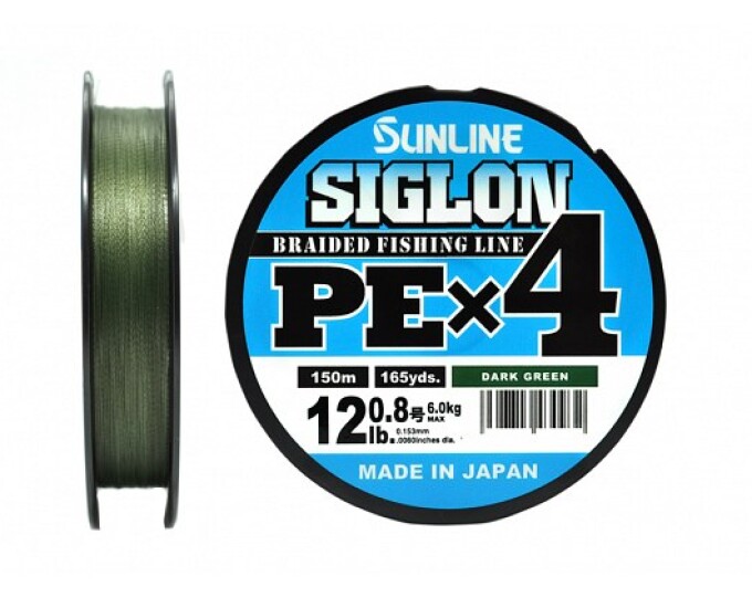 Плетеный шнур Sunline SIGLON PEx8 Dark Green 150m #0.8/12lb (0.153mm) - изображение 1 