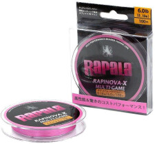Леска плетёная Rapala Rapinova-X Multi Game Pink 150м 0,16мм (#1.0/20,8LB)