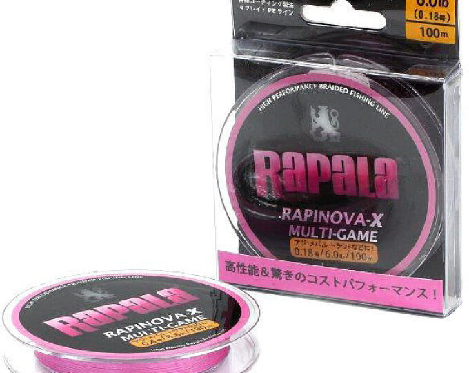 Леска плетёная Rapala Rapinova-X Multi Game Pink 150м 0,16мм (#1.0/20,8LB) - изображение 1 