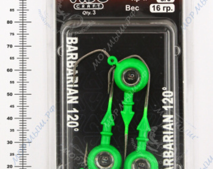 Джиг крашеный ШАР 16гр. (крючок VD-079 №3/0) (3шт.) цвет 07 (зеленый) - изображение 2