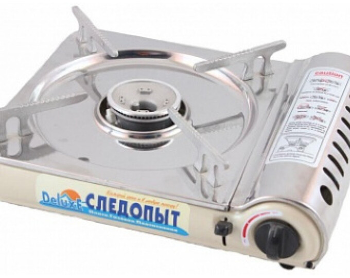 Плита газовая СЛЕДОПЫТ — DeluxE (с подогревом, нержавеющая сталь, в кейсе) - изображение 1 