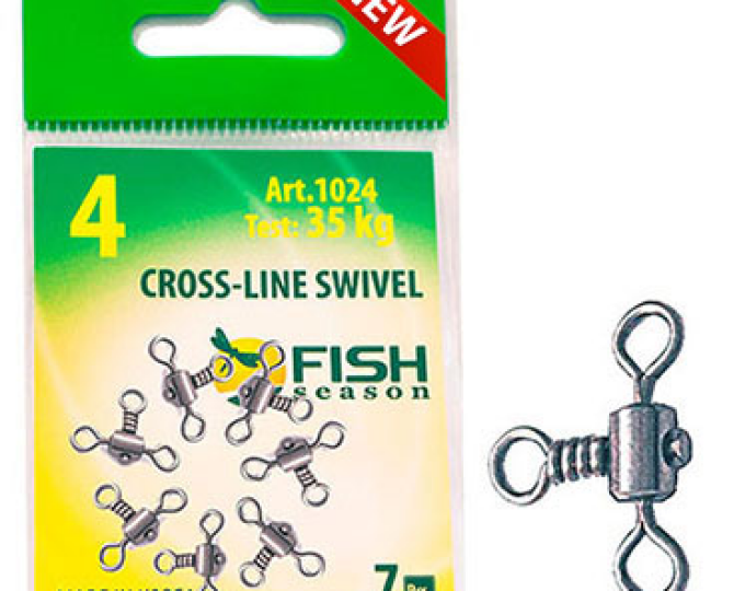 Вертлюг «Сезон Рыбалки» цилиндрический, трехсторонний №04 (35кг) (упак.7шт.) - изображение 1 