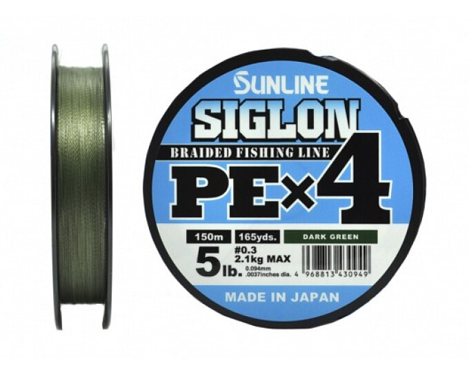 Плетеный шнур Sunline SIGLON PEx8 Dark Green 150m #0.3/5lb (0.094mm) - изображение 1 