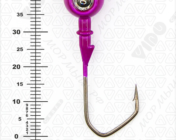 Джиг крашеный ШАР 10гр. (крючок VD-079 №2/0) (3шт.) цвет 06 (фиолетовый) - изображение 3