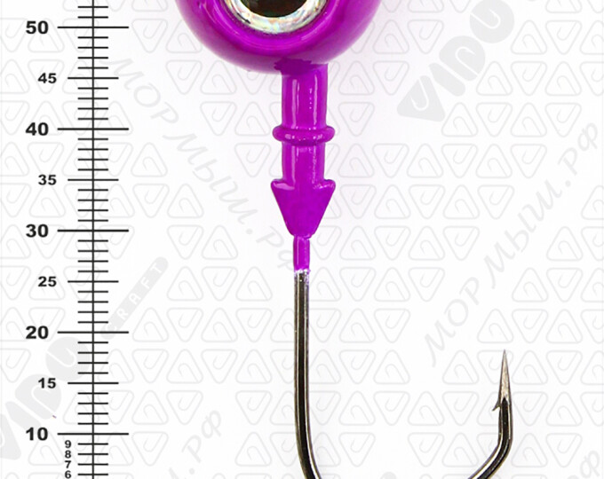 Джиг крашеный ШАР 52гр. (крючок VD-079 №5/0) (3шт.) цвет 06 (фиолетовый) - изображение 3