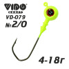 Джиг крашеный ШАР 14гр. (крючок VD-079 №2/0) (3шт.) цвет 02 (желтый) - изображение 1 