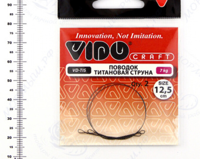 Поводок (титановая струна) VD-TIS (12,5см, ф0,30мм, 7кг) (2шт.) - изображение 1