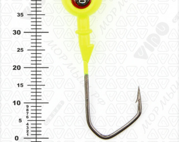 Джиг крашеный ШАР 10гр. (крючок VD-079 №2/0) (3шт.) цвет 02 (желтый) - изображение 3