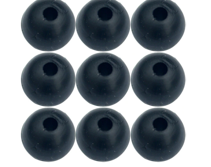 Бусина резиновая, черная 8мм (отверстие 1,2мм) (10шт.) - изображение 1