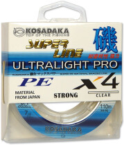 Леска плетеная Kosadaka Super Line PE X4 Ultralight PRO Clear 110м 0,05мм (3,2кг)