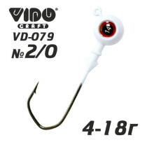 Джиг крашеный ШАР 10гр. (крючок VD-079 №2/0) (3шт.) цвет 05 (белый)