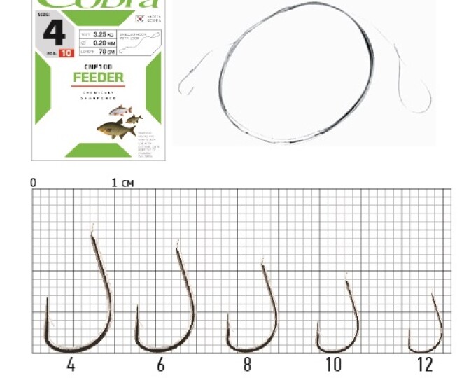 Готовый поводок Cobra «Feeder» №08 (70см, 0,16мм) (10шт.) - изображение 1 