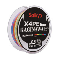 Шнур плетеный Saikyo KAGINAWA X4PE 150м мультиколор 0,148мм (5,4кг) #0,8